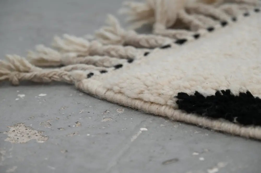 Handmade moroccan azilal beige & black rug living room decor