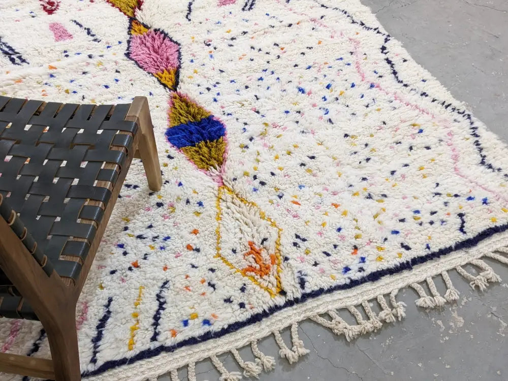 Beige moroccan handmade azilal rug – living room colorful decor