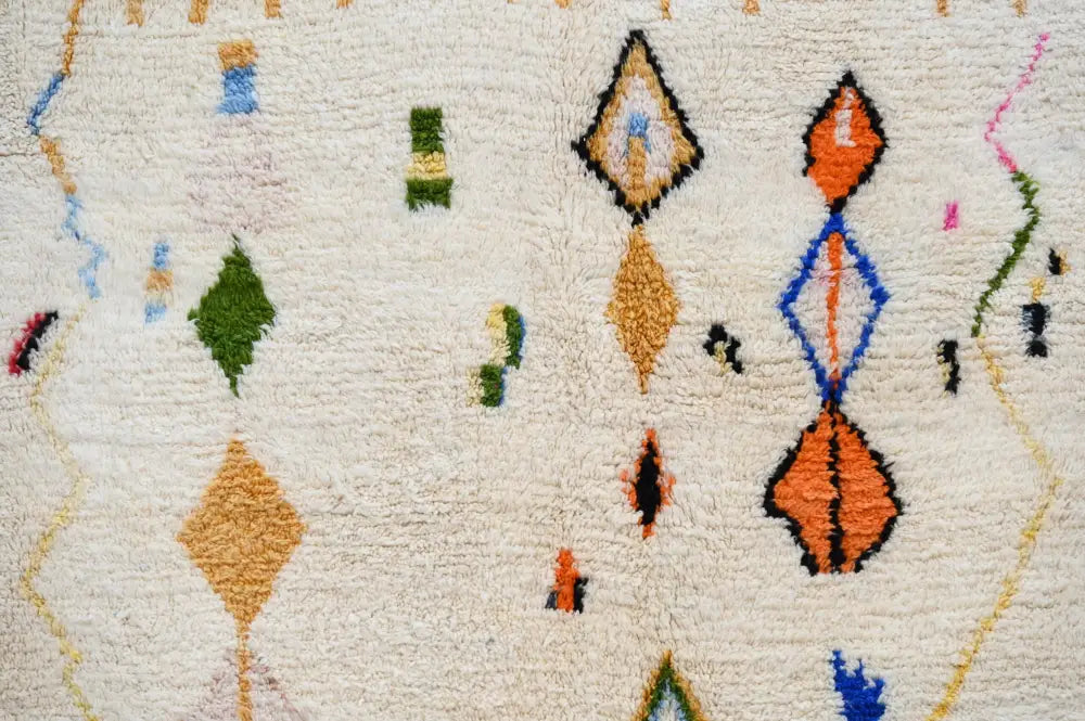 Beige geometric moroccan handmade azilal rug bedroom decor