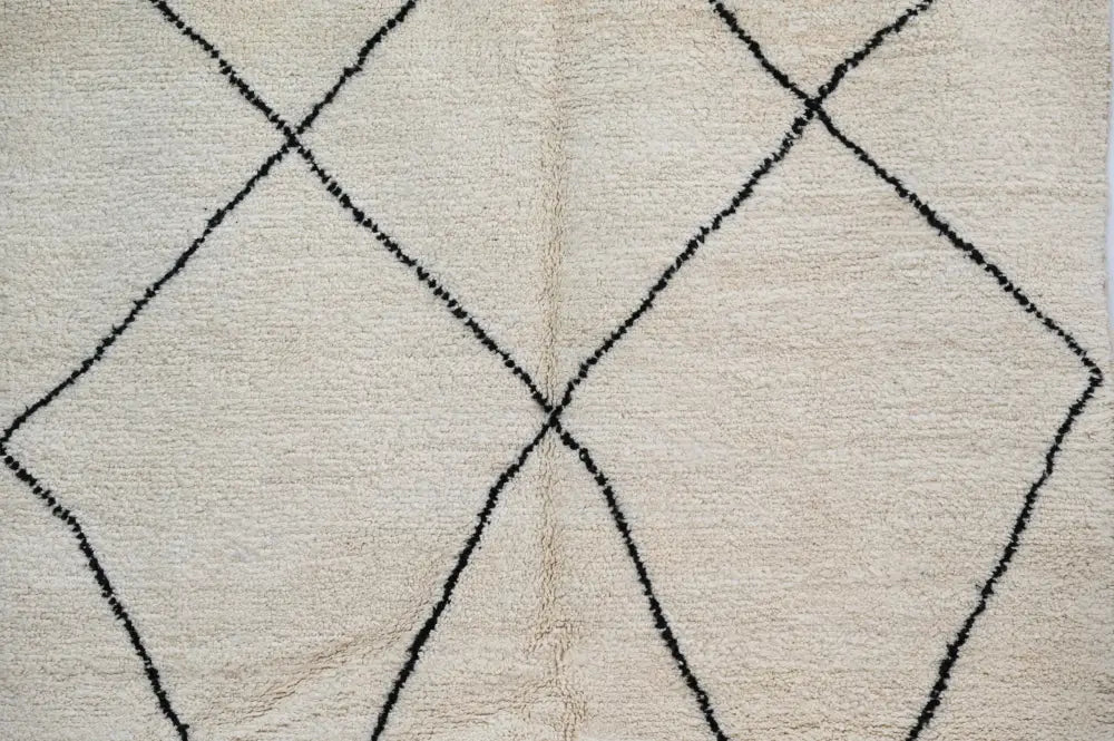 Handmade beni ouarain rug cream & black living room carpet