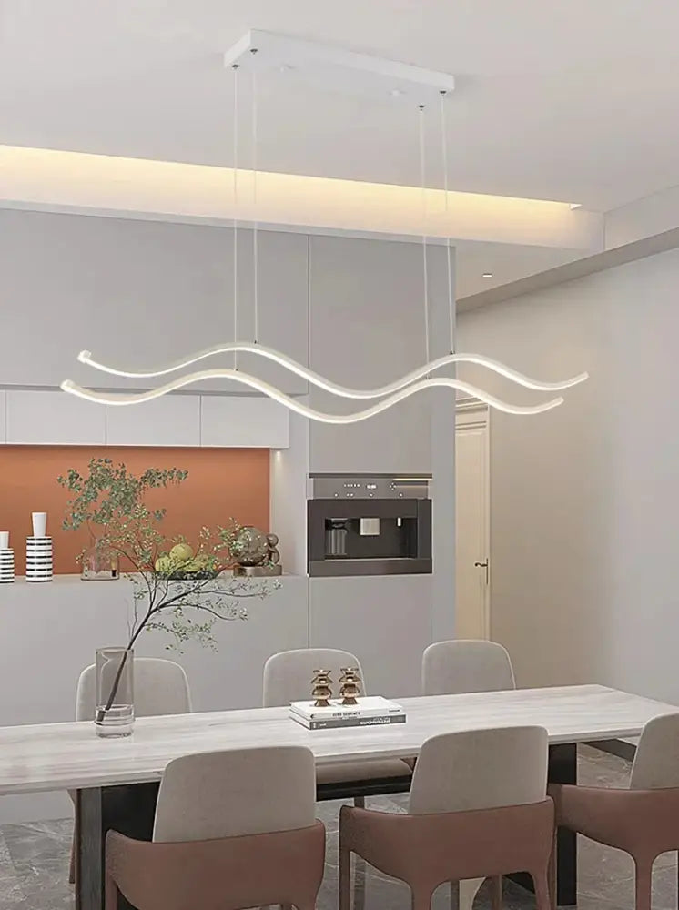 Modern gold wave led pendant light dining room nordic chandeliers