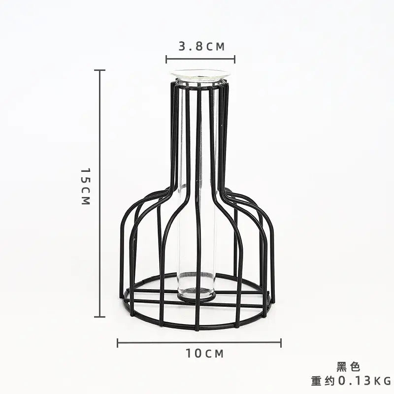 Nordic black & gold hydroponic vase living room wireframe decor