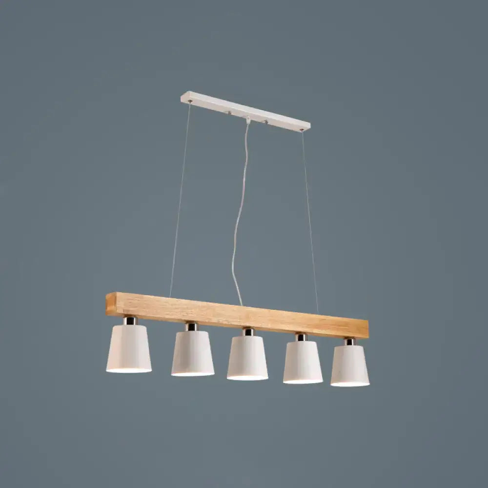 Nordic modern wood pendant light with metal lampshade for kitchen