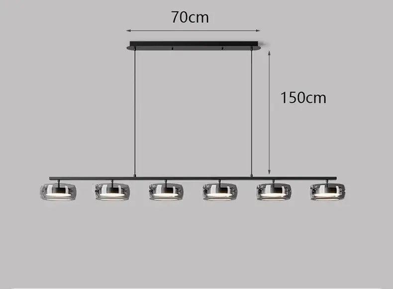 Modern black and chrome pendant lamp dining room five glass shades