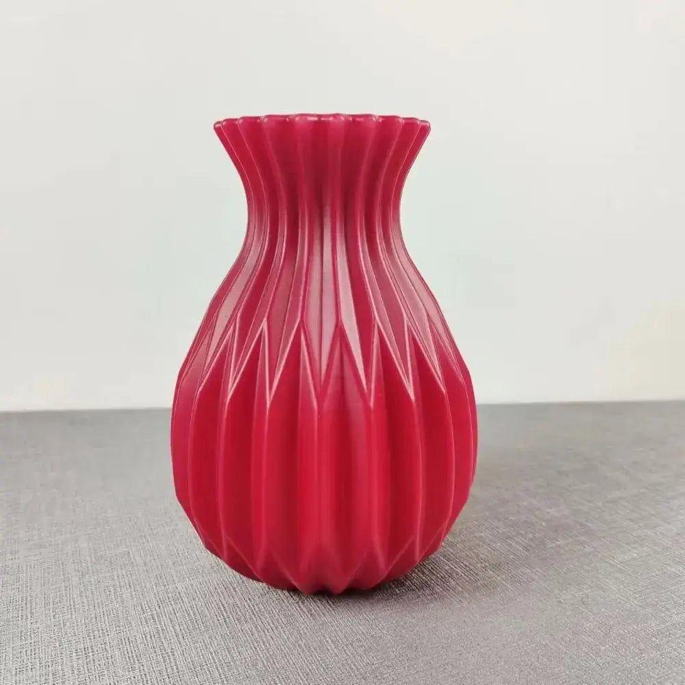 Geometric ribbed multi color ceramic flower vase living room set