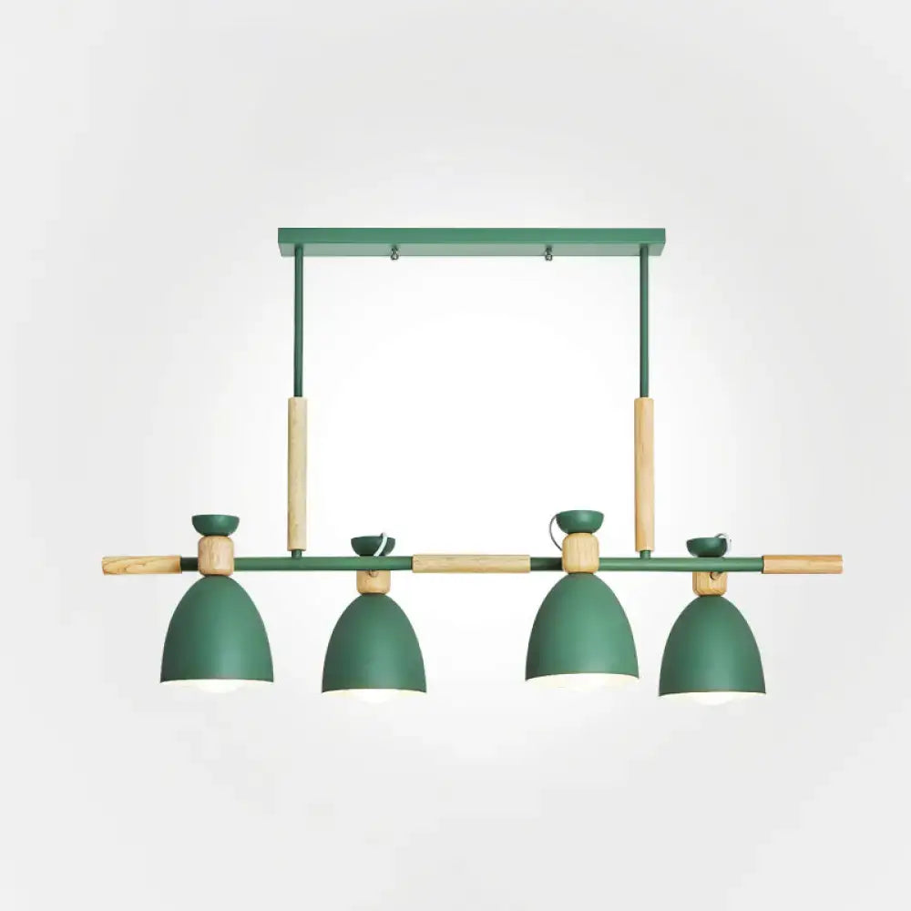 Modern gray and wood linear pendant island light kitchen fixture