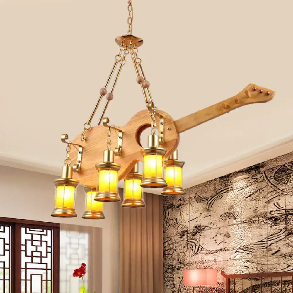 Vintage gold woven pendant light kitchen orange glass fish guitar design