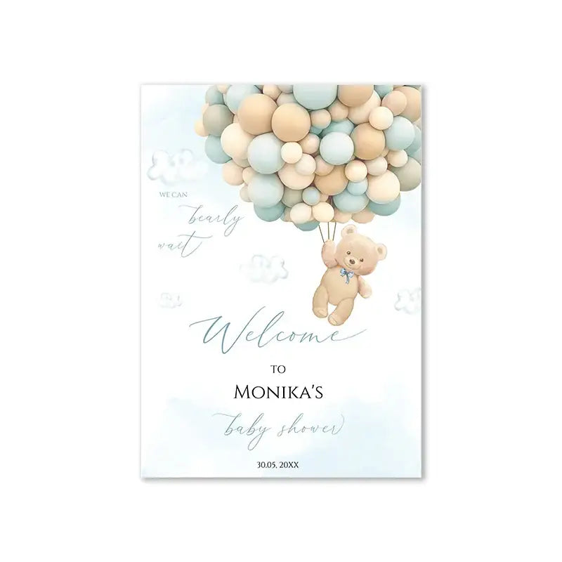 Teddy bear pastel pink & cream baby shower welcome sign party decor