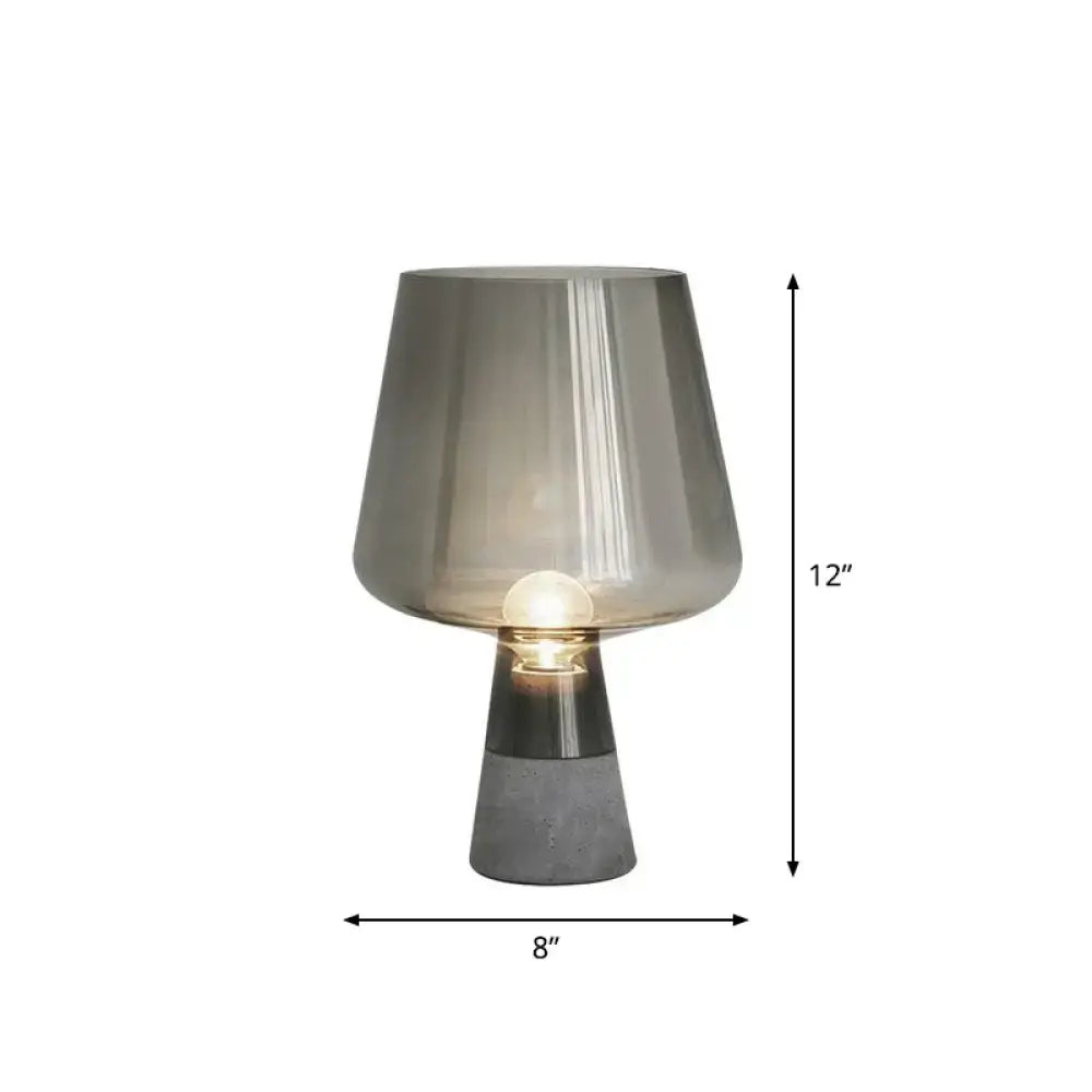 Postmodern gray glass table light with cement base for bedroom