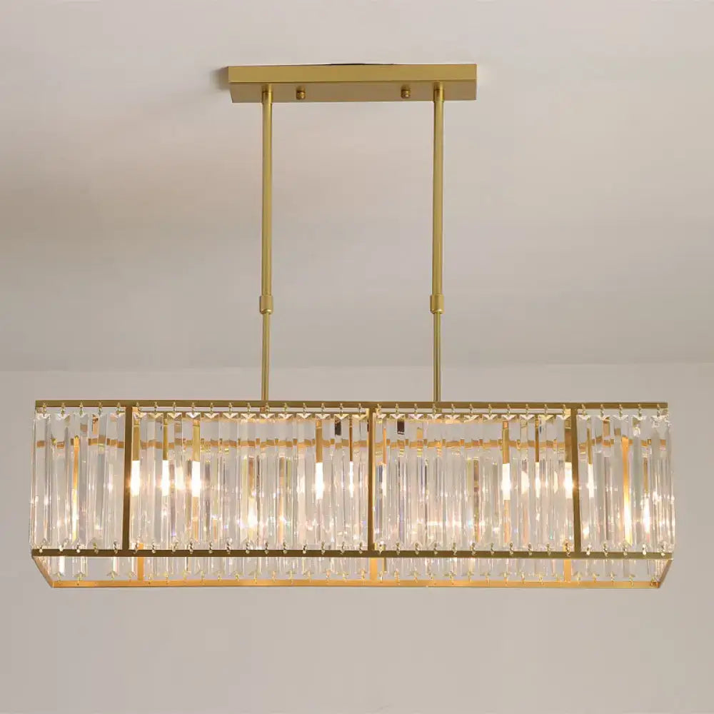 Traditional black metal and clear crystal island pendant light dining room