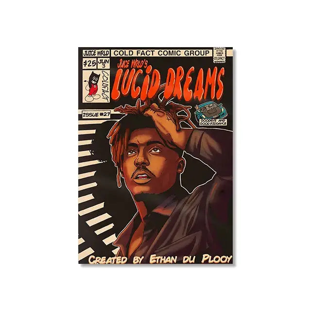 Retro comic hip hop singer canvas prints bedroom wall art