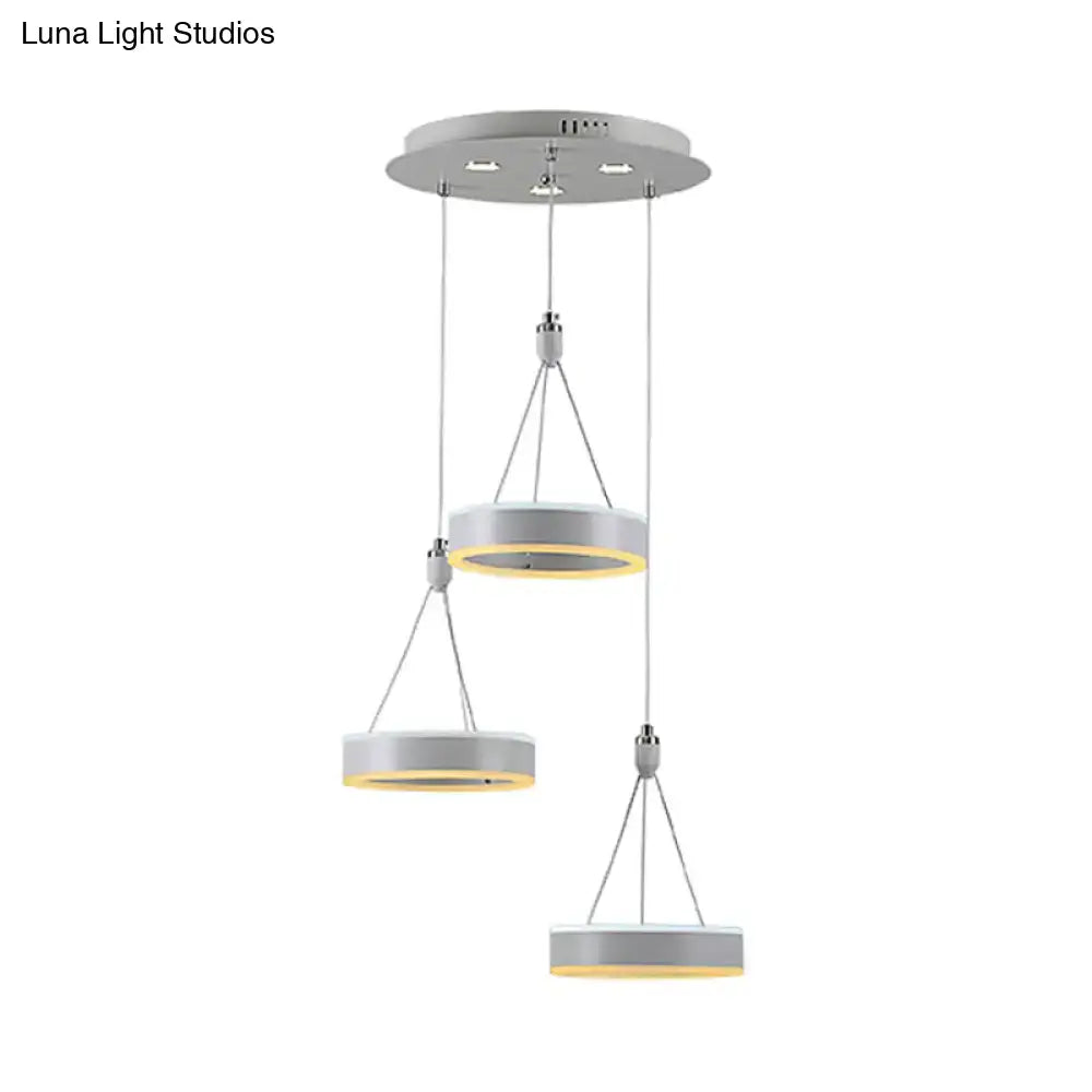 Modern white and silver cluster ceiling light dining room led rings