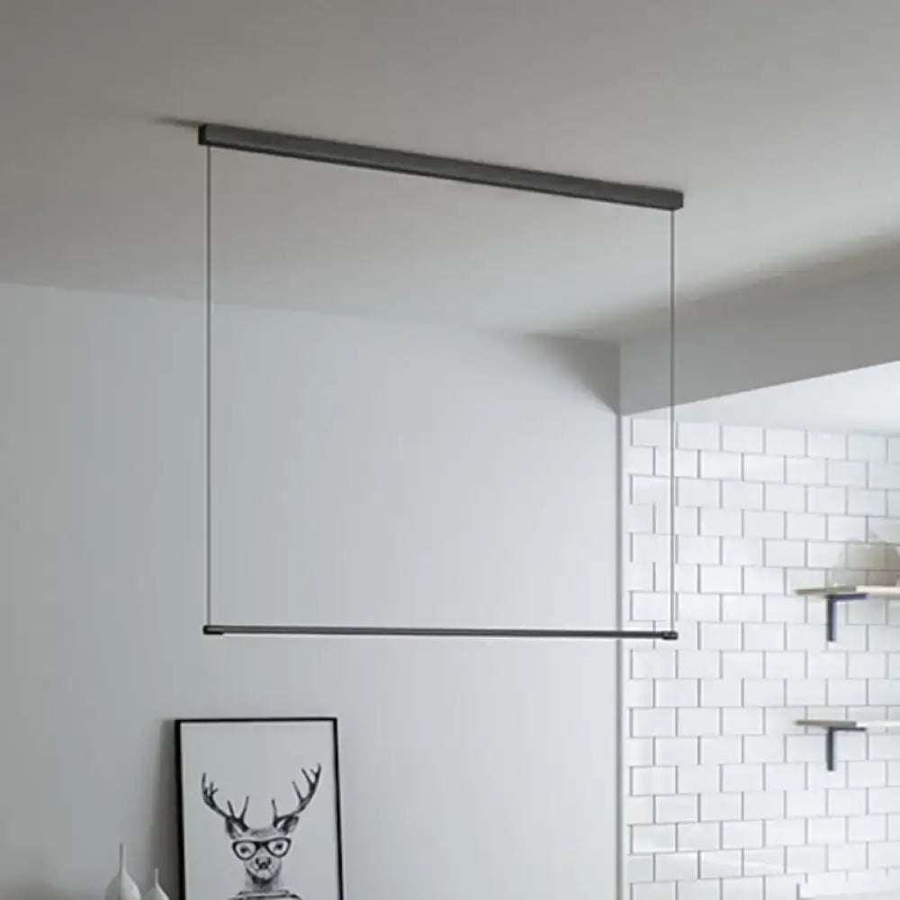 Modern black linear led island lamp kitchen pendant light