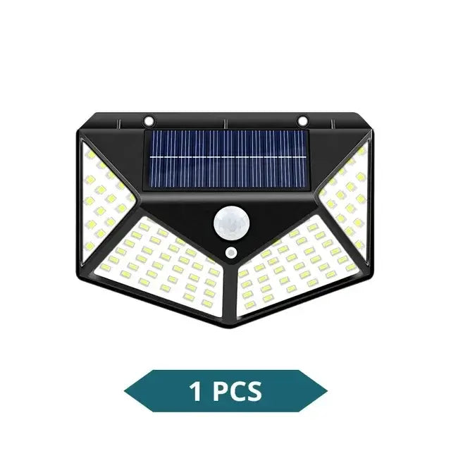 Modern black triangular 100 led outdoor lights with motion sensor garden