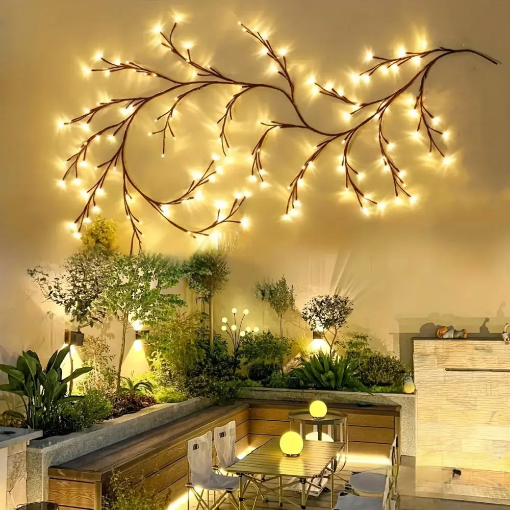 Solar willow vine light warm white led outdoor garden decor