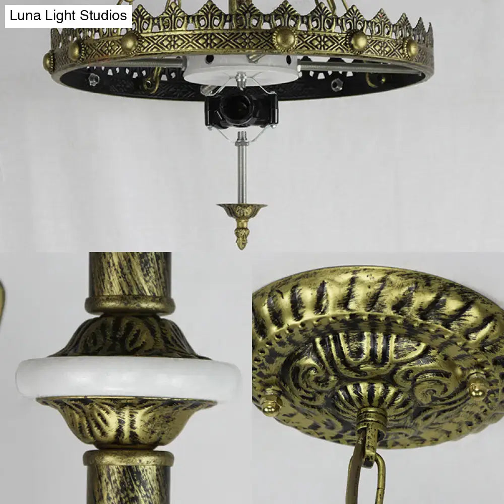 Antique brass lodge leaf stained glass bowl kitchen chandelier