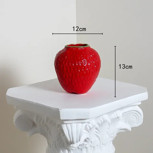 DecorBites™ Strawberry Cartoon Flower Vase for Home Décor