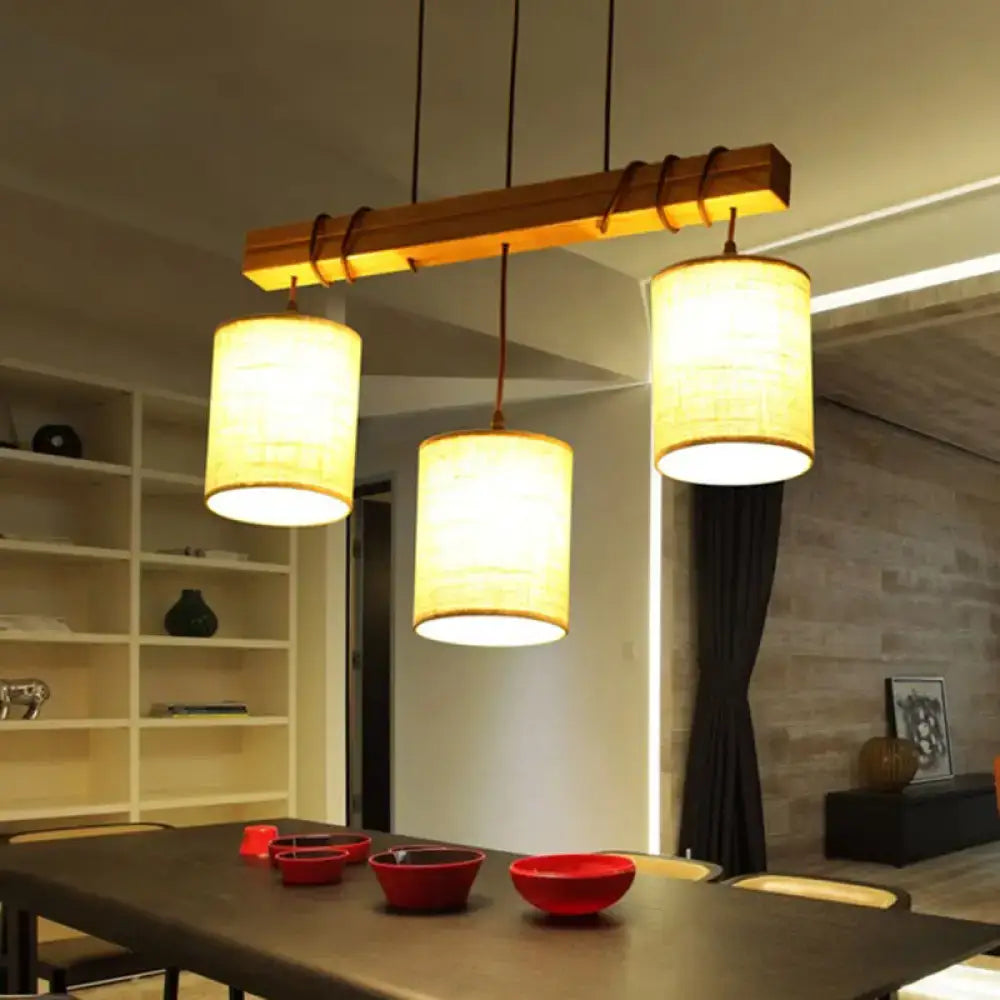 traditional fabric wood pendant light dining room fixture