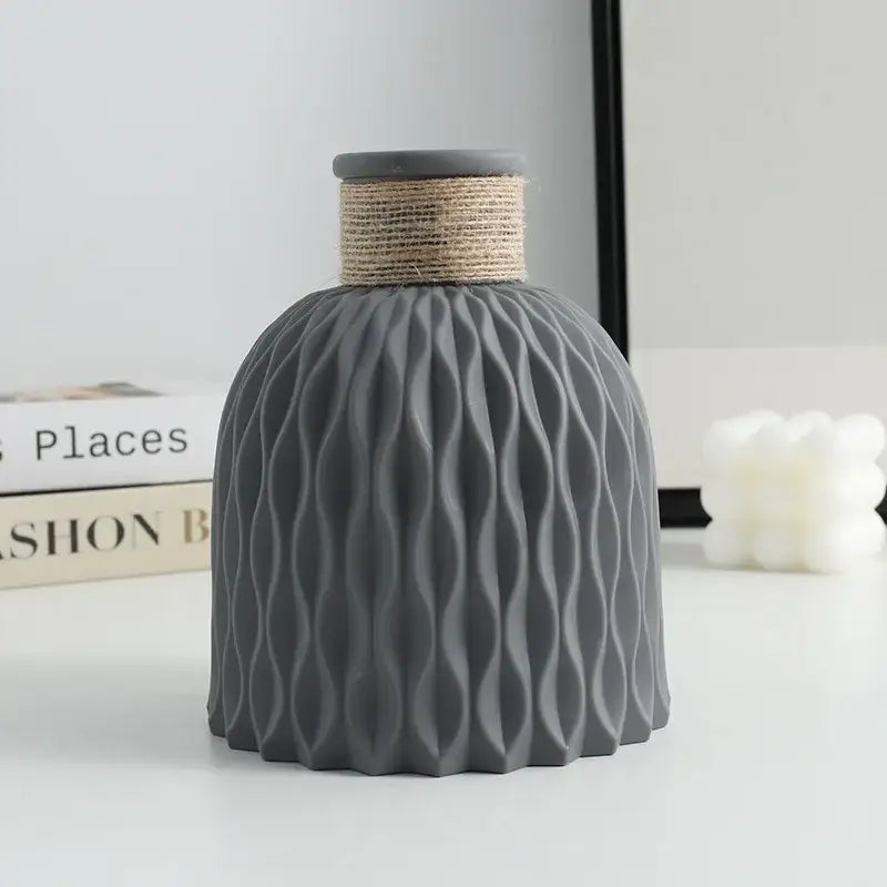 Modern white & gray water ripple plastic vase living room decor