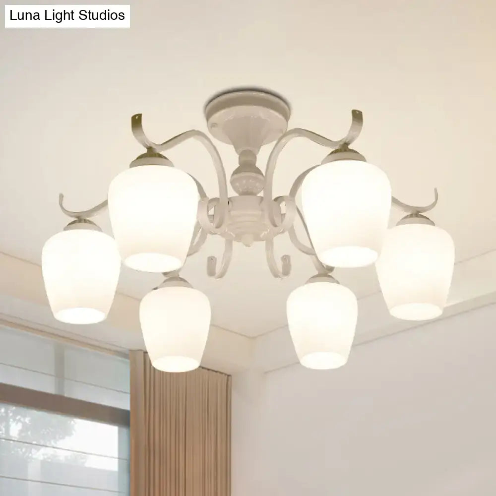 Countryside cream opaline glass cone chandelier dining room light