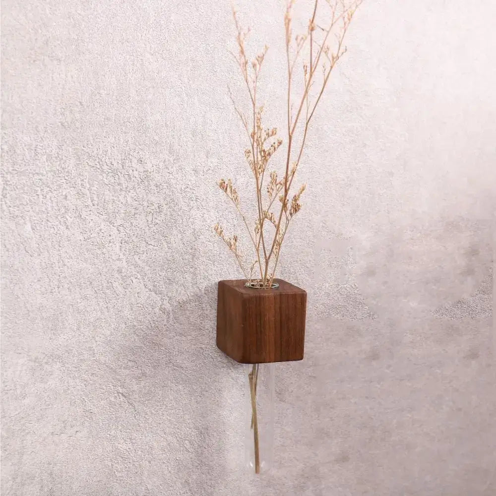 Modern dark wood magnetic test tube vase living room wall decor