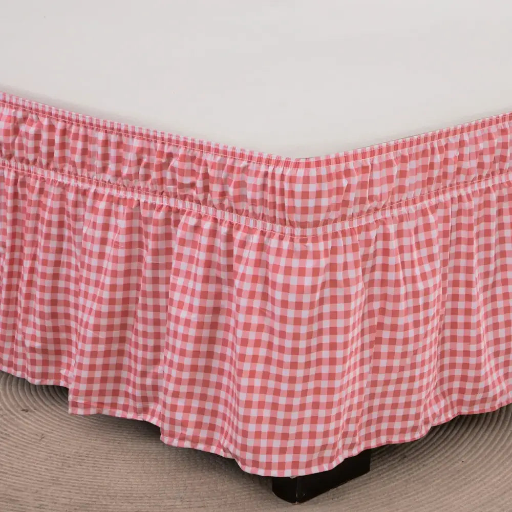 Diamond lattice ruffled black & white elastic band bed skirt bedroom