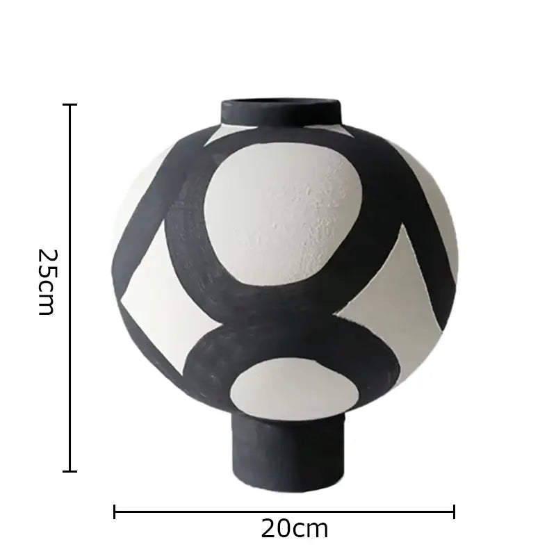 Distressed black & white ink painting ceramic vase living room decor