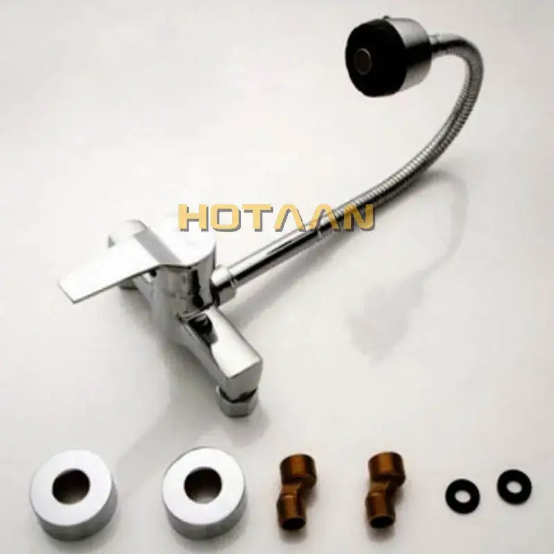 Dual hole brass chrome adjustable showerhead kitchen tap mixer