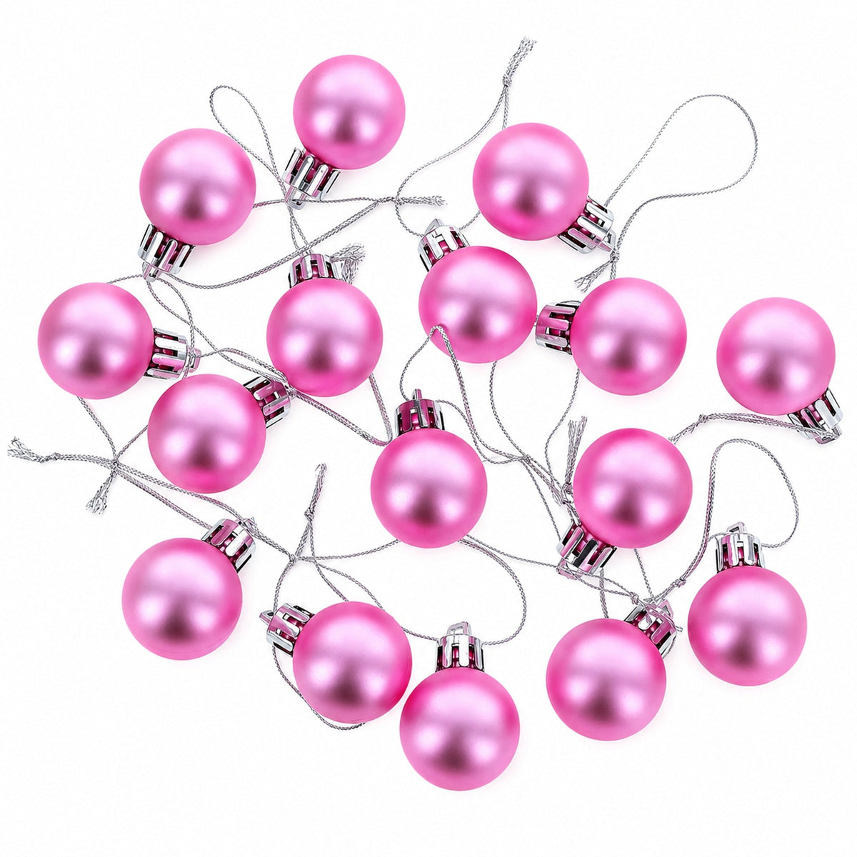 Set of 40 Pink Mini Ball Plastic Christmas Ornaments