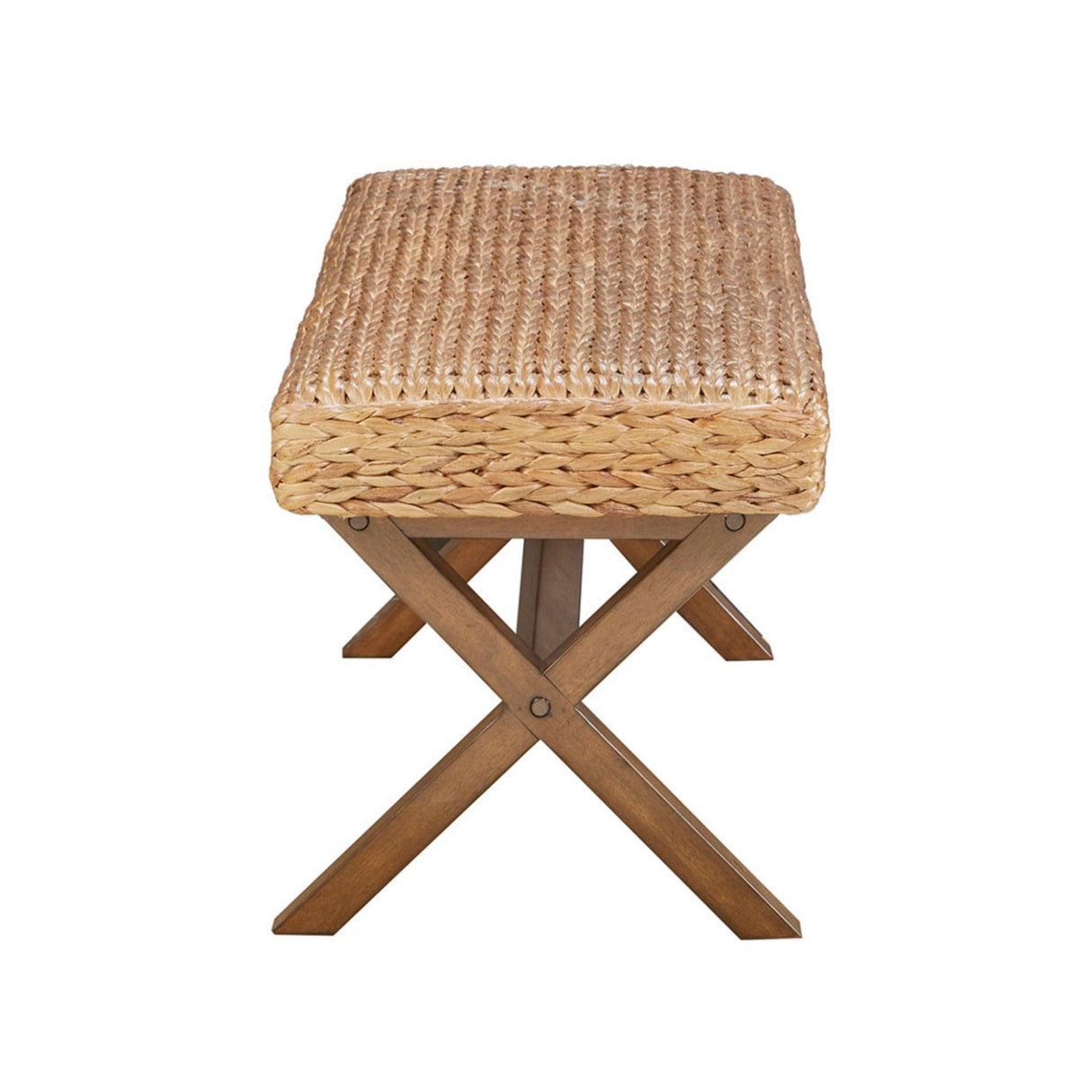 Bench With Water Hyacinth Seat - Brown