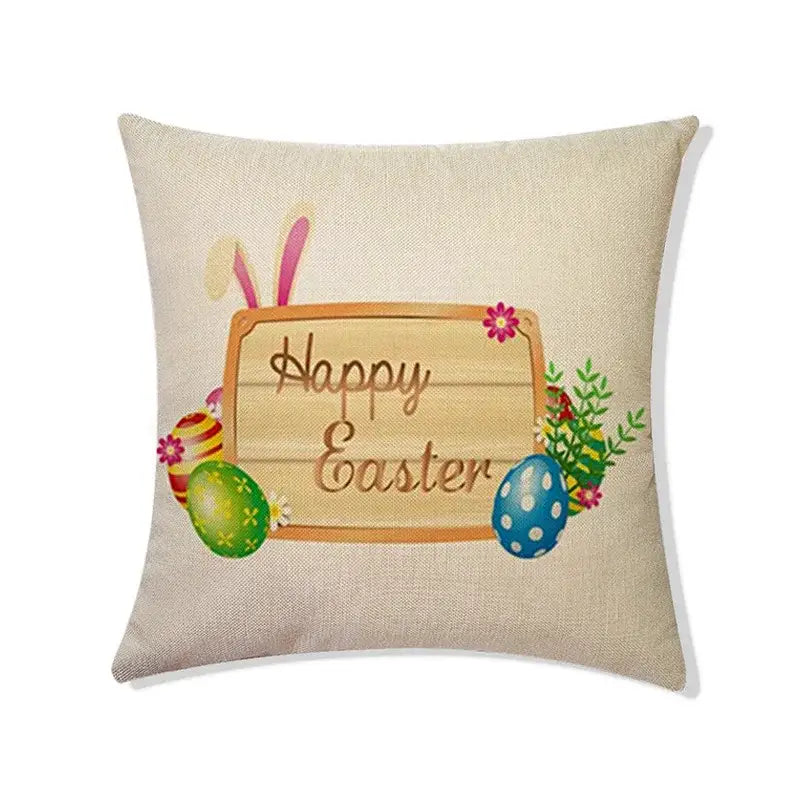 Easter rabbit eggs linen pillowcase set of 4 – living room decor