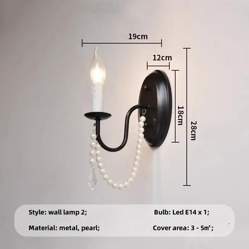 Elegant black crystal chandelier pearl pendant light for living room