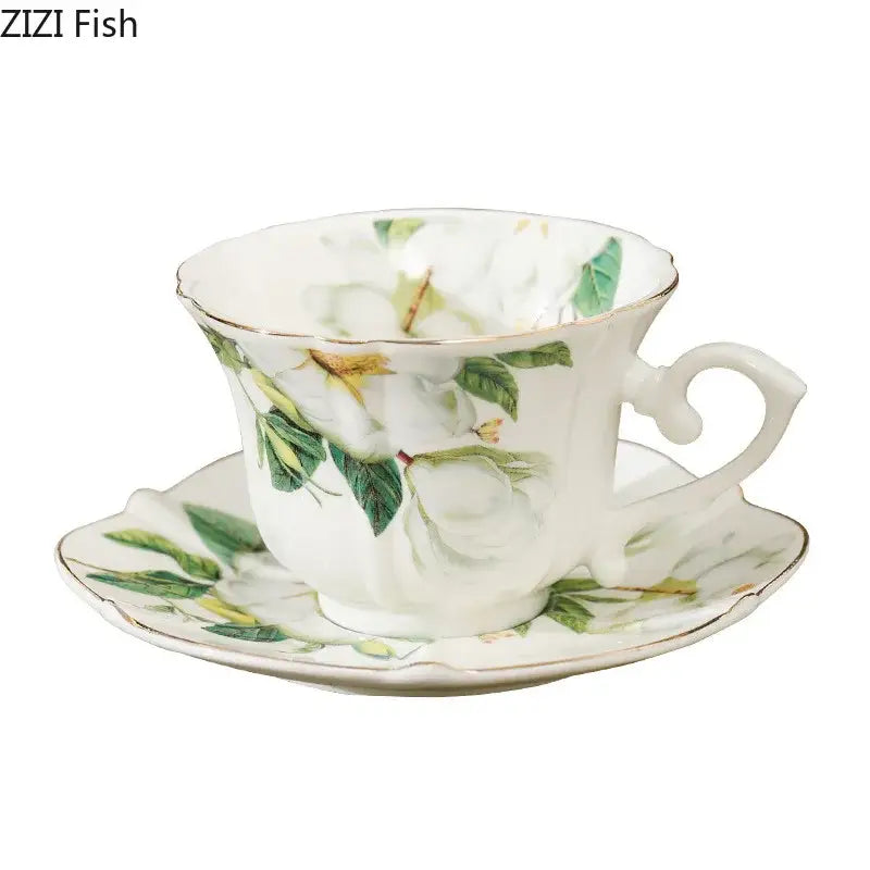 Elegant camellia porcelain cup and saucer – dining room floral tea set