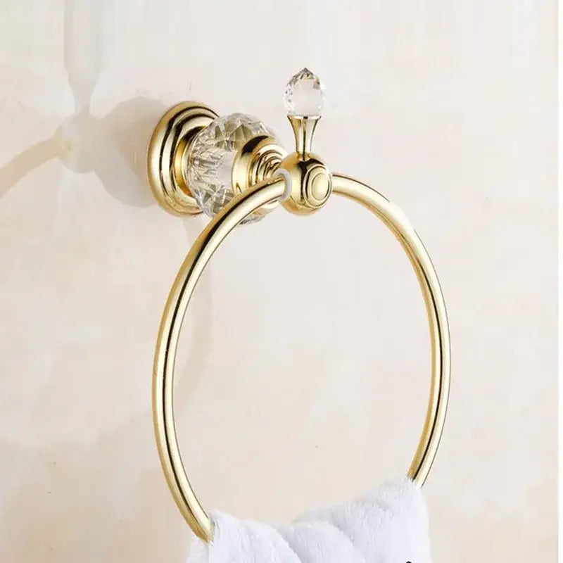 Elegant chrome crystal towel holder bathroom wall rack