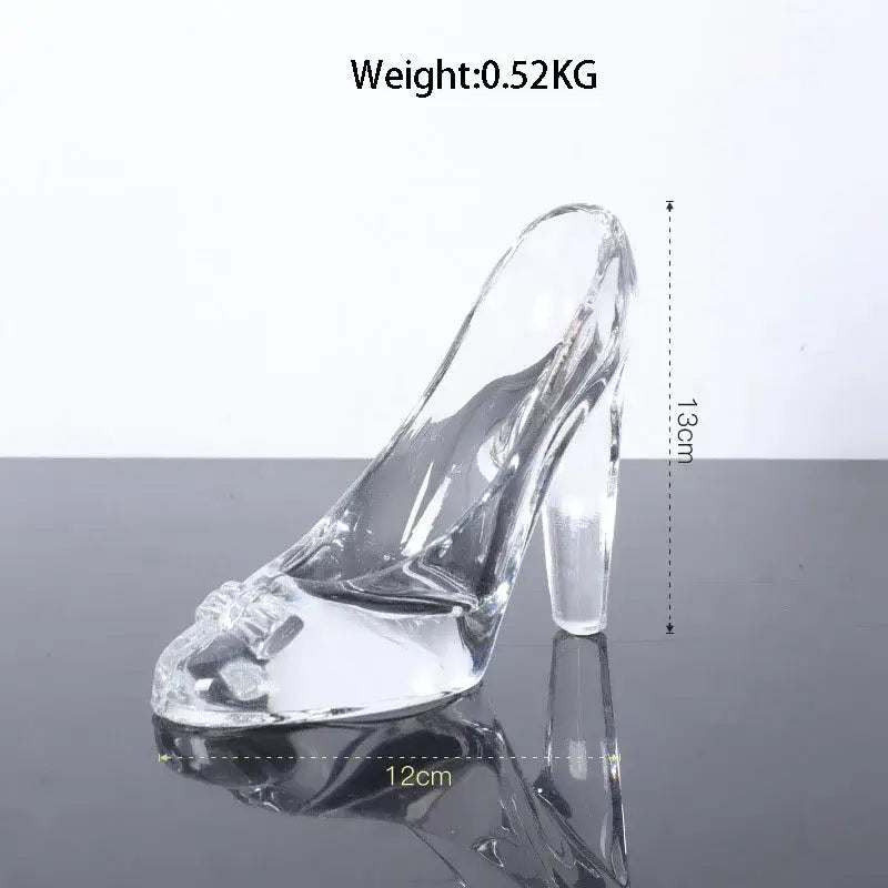 Elegant clear glass high-heeled shoes figurine bedroom decoration
