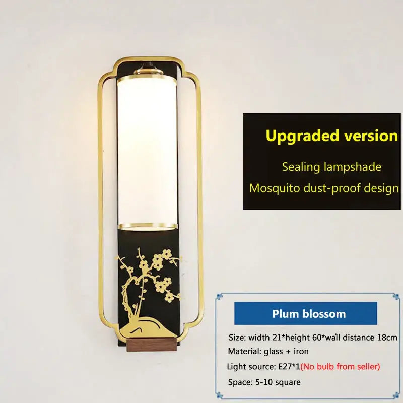 Elegant gold bamboo iron glass wall sconce for living room