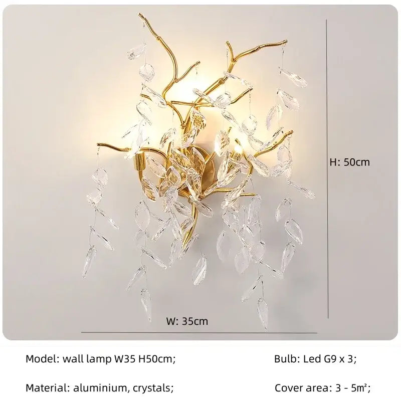 Elegant gold crystal branch chandelier dining room pendant light