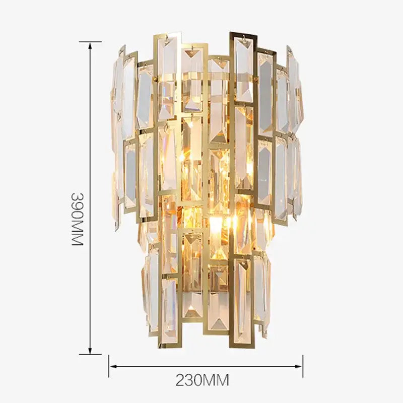 Elegant gold crystal wall lamp for living room with glass rods