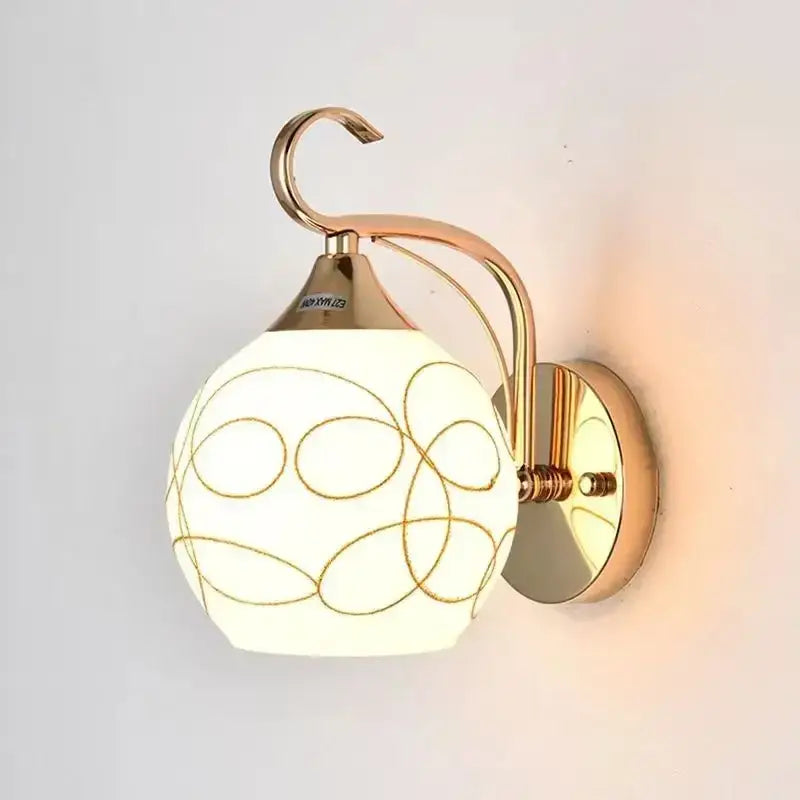 Elegant gold crystal wall sconce bedroom globe light