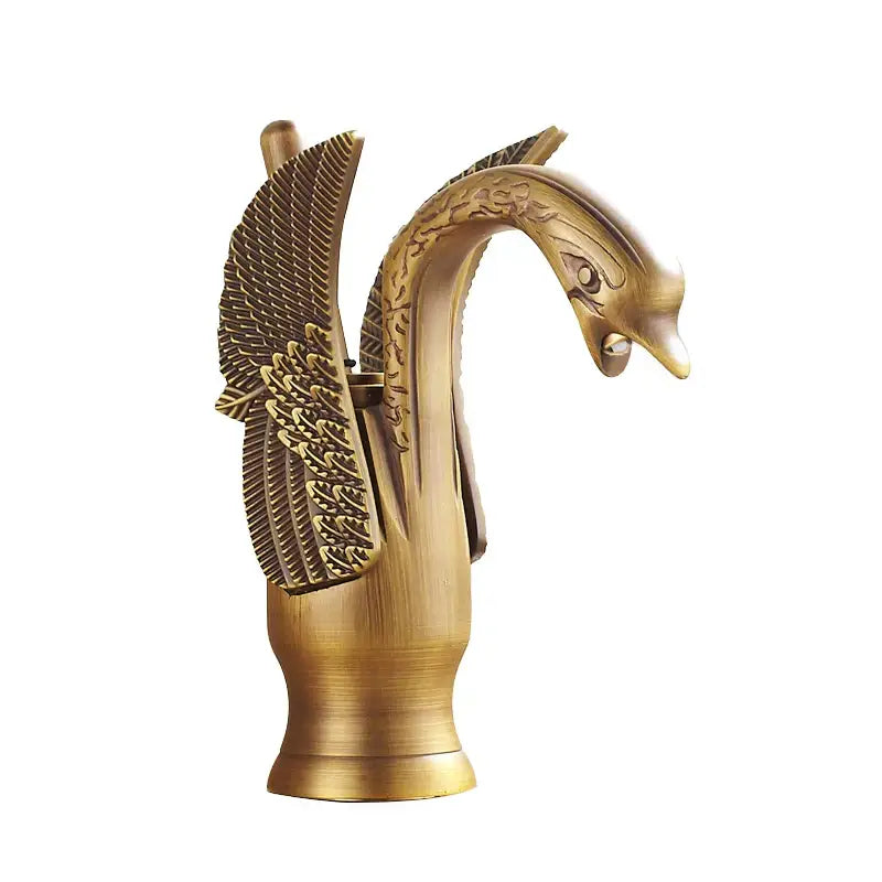 Elegant golden swan faucet bathroom hot and cold mixer tap