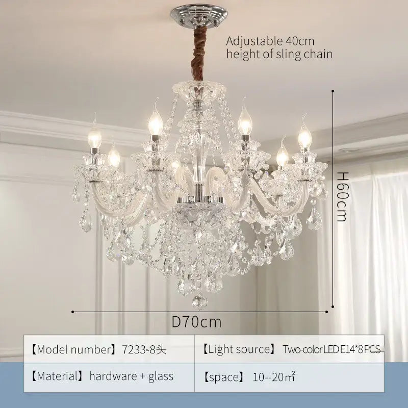 Elegant led crystal chandelier dining room pendant light
