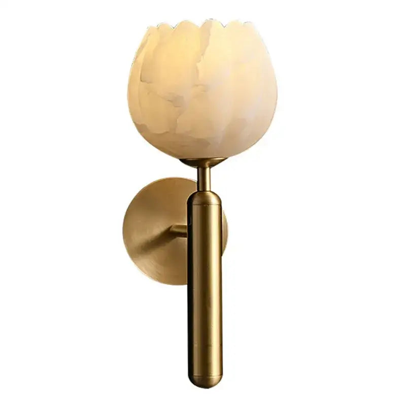 Elegant lotus gold and marble wall lamp for bedroom