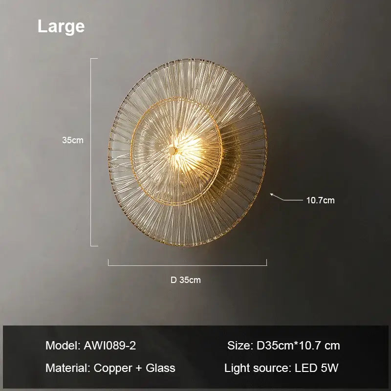 Elegant ribbed glass and gold wall sconces for living room