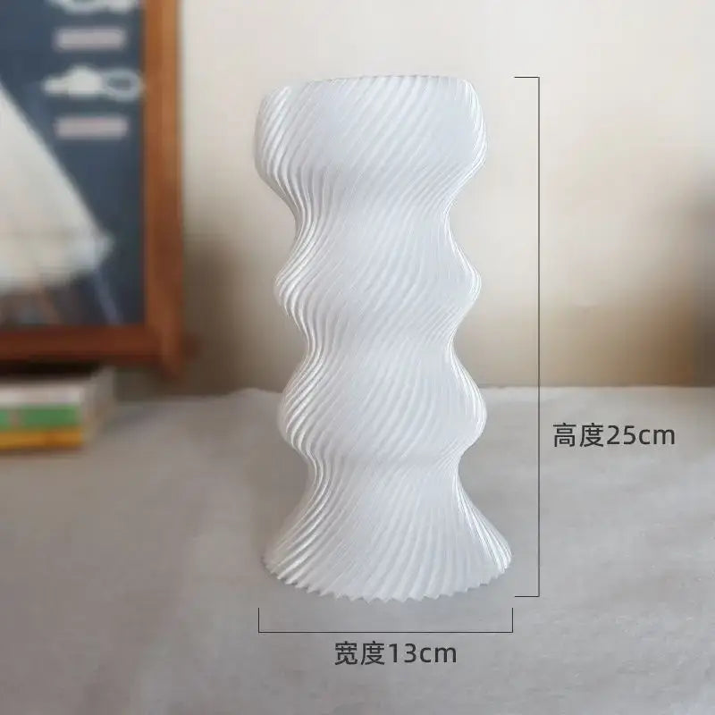Elegant silver twisted flowing vase living room decor
