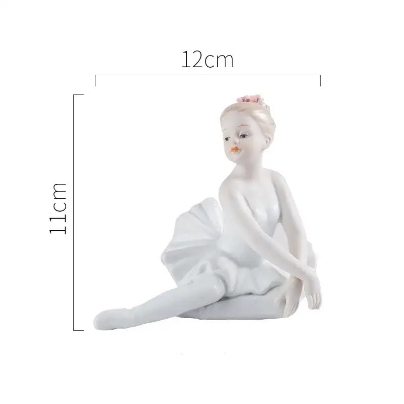 Elegant white porcelain ballet girl figurine set bedroom decor