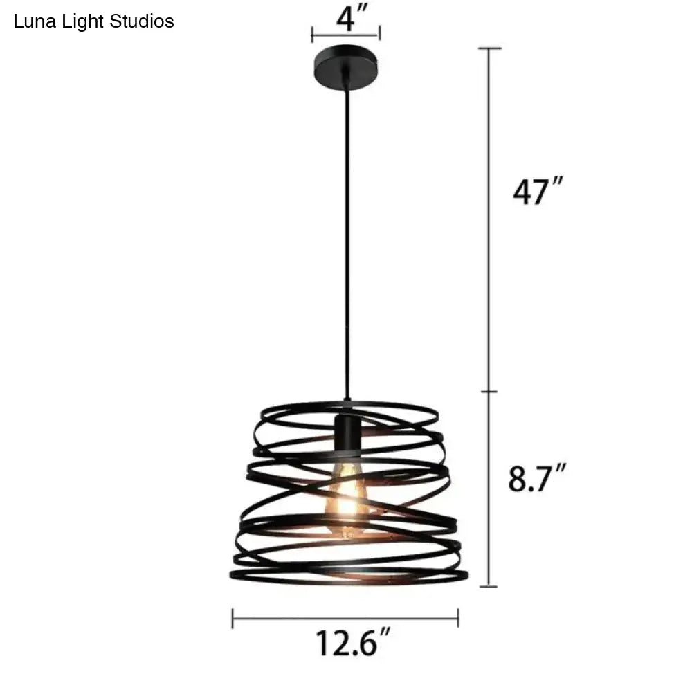 DecorBites™ Elvio - Iron Spiral Spring Suspension Pendant Light Black / White for Kitchen Island Lamp Dining Room Lighting Fixture