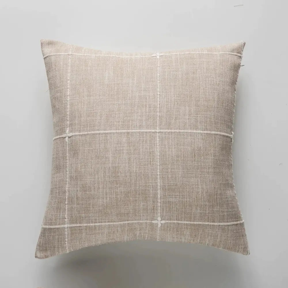 Embroidered brown & grey stripe cushion cover living room decor