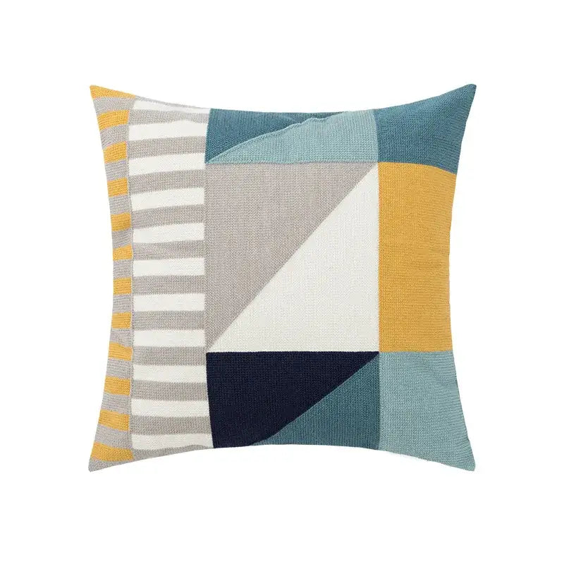 Embroidered green and gold fish pillow cover living room