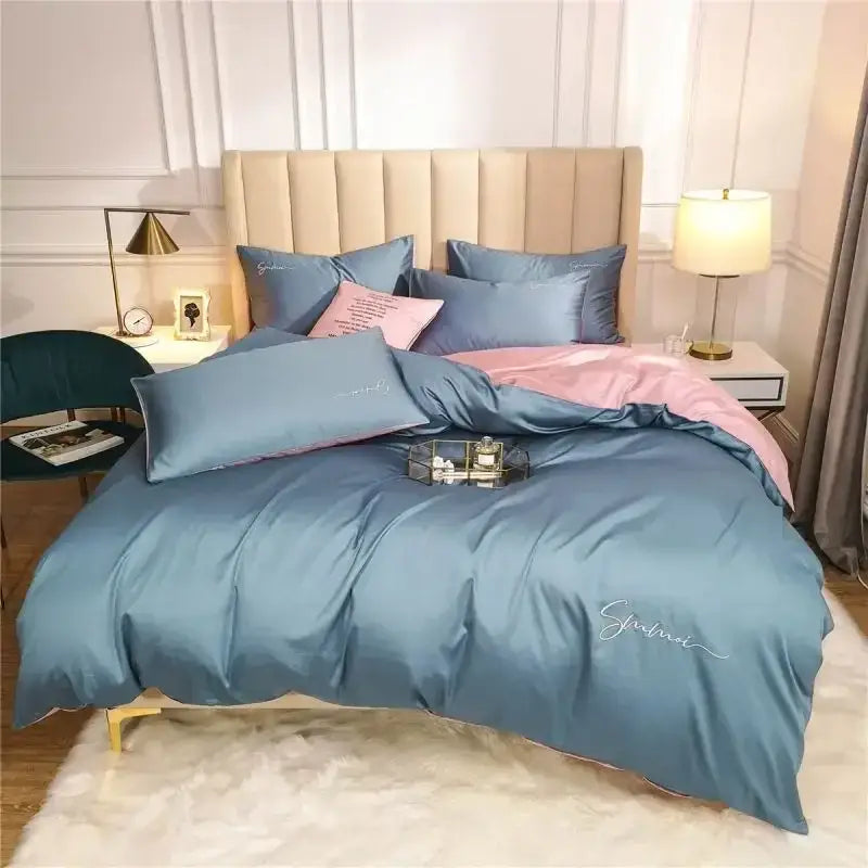 Emerald green & pink egyptian cotton bedding set bedroom duvet cover