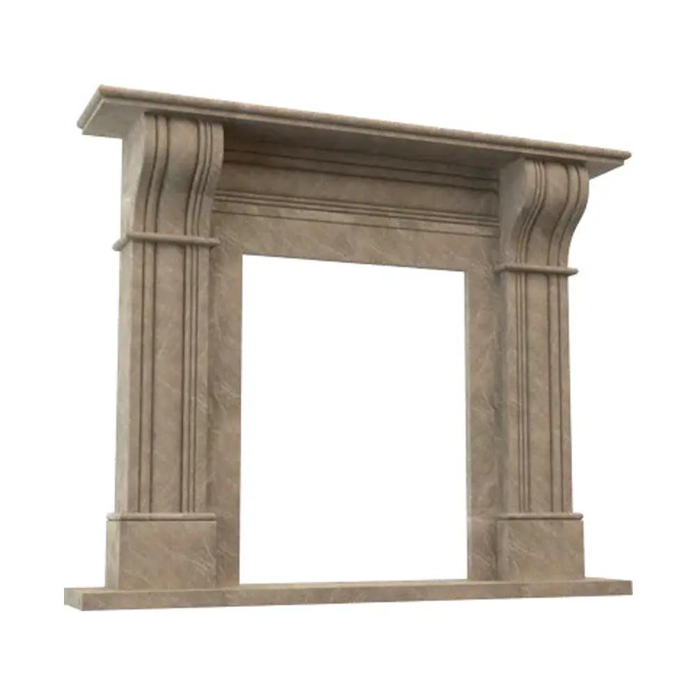 Emperador Light Brown Marble - Hand-carved Fireplace Surround